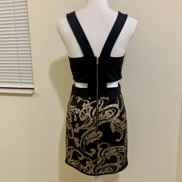 Privy Dress Black Cutout w Gold Sequins Sz M Medium Formal Dress - Picture 5 of 7